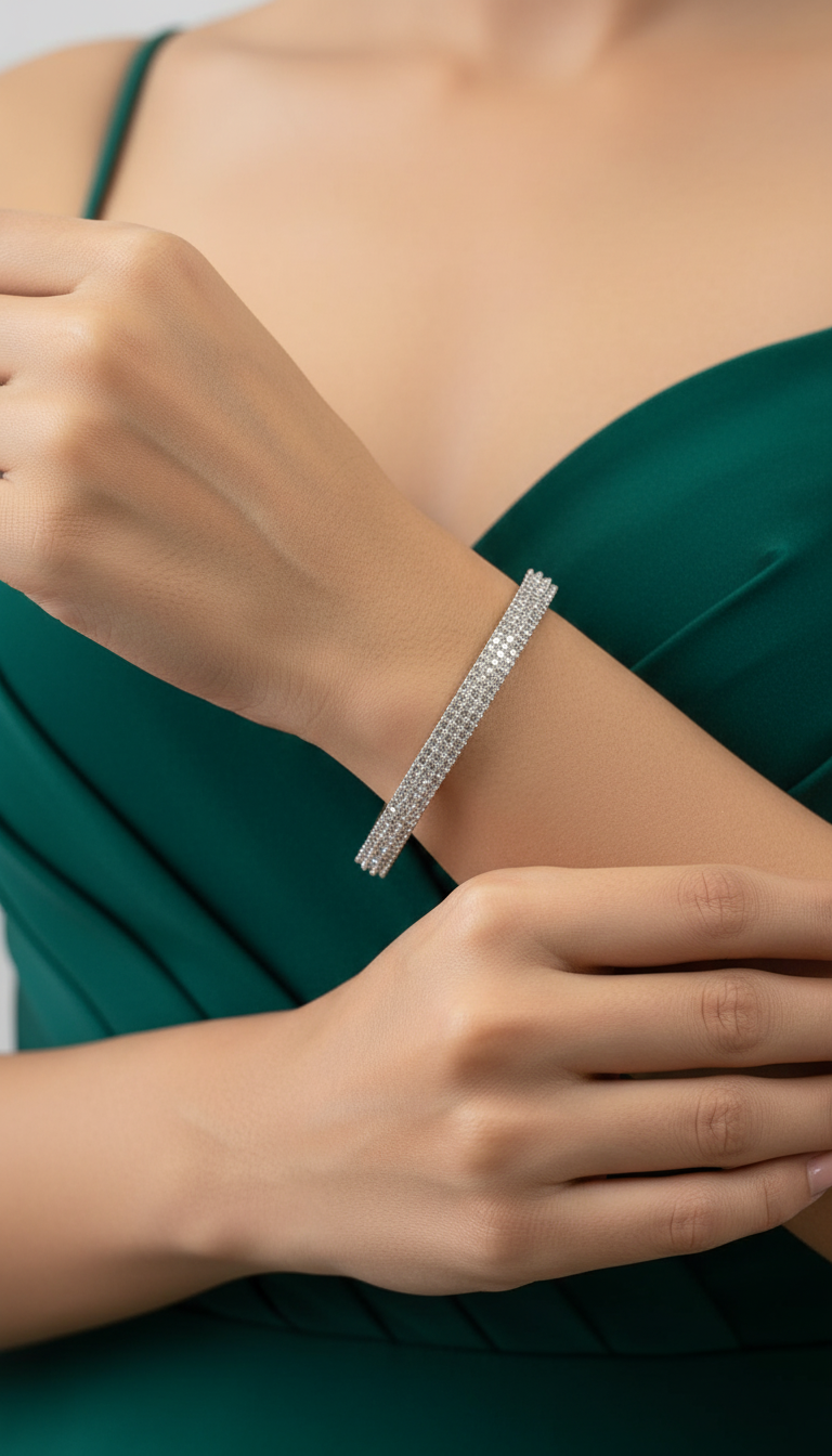 American Diamond Silver Bangle
